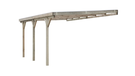 Tettoia posto auto coperto in legno 3x5.24 m - 15 m2 - copertura PVC  