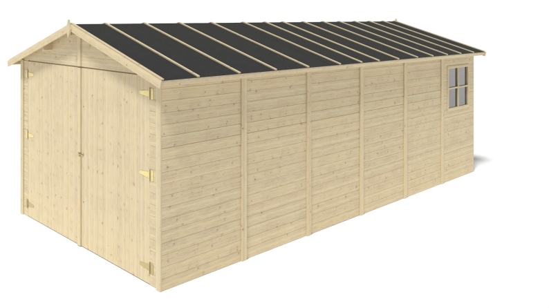 Garage in legno - 18.19m2 - 3.05x5.91m - 18mm - colore: naturale