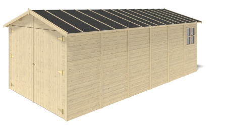 Garage in legno - 18.19m2 - 3.05x5.91m - 18mm - colore: naturale