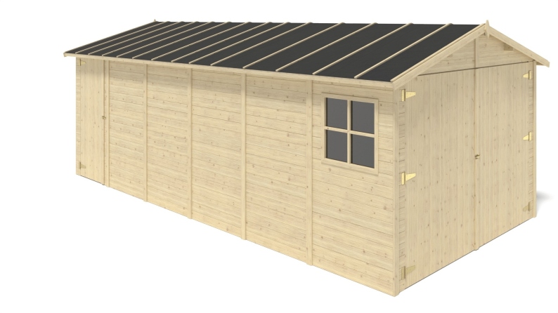Garage in legno - 18.19m2 - 3.05x5.91m - 18mm - colore: naturale