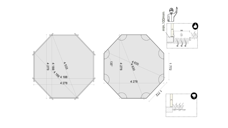 Piscina in legno 4.72x4.72 - H.1.2 m autoportante