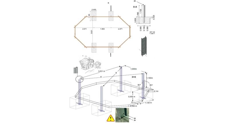 Piscina in legno 6.57x4.07 - H.1.2 m su profilo da cementare