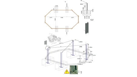Piscina Sao Paulo 6.57 x 4.07 - H.1.2 m, azzurro chiaro, con supporti da cementare
