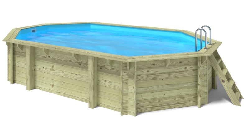 Piscina in legno  6.57x4.07 - H.1.2 m su telaio senza cementazione