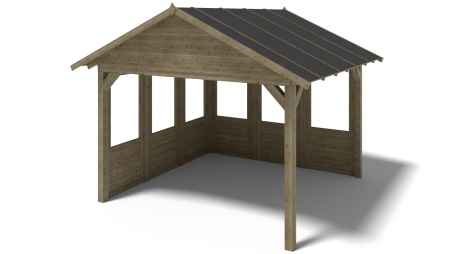 Gazebo da giardino in legno pergola 4.04x4.04 m con pannelli - Impregnata
