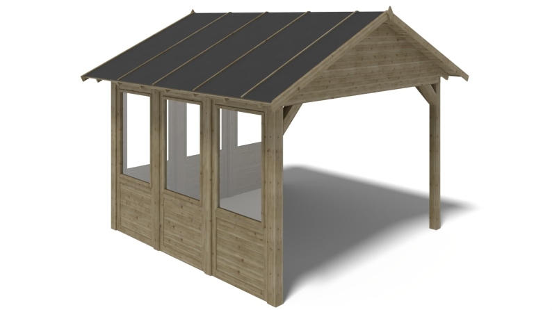 Gazebo da giardino in legno pergola 4.04x4.04 m con pannelli - Impregnata
