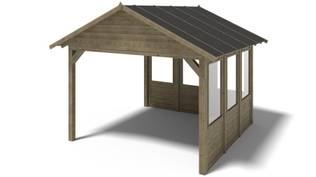Gazebo da giardino in legno pergola 4.04x4.04 m con pannelli - Impregnata