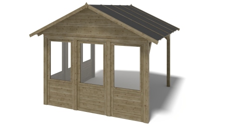 Gazebo da giardino in legno pergola 4.04x4.04 m con pannelli - Impregnata
