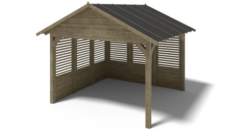Gazebo da giardino in legno pergola 4.04x4.04 m con pannelli - Impregnata