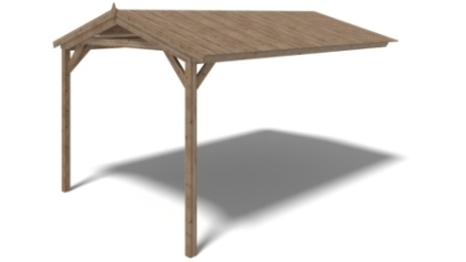 Tettoia di terazzo in legno - 4x2.76m - impregnata - colore marrone