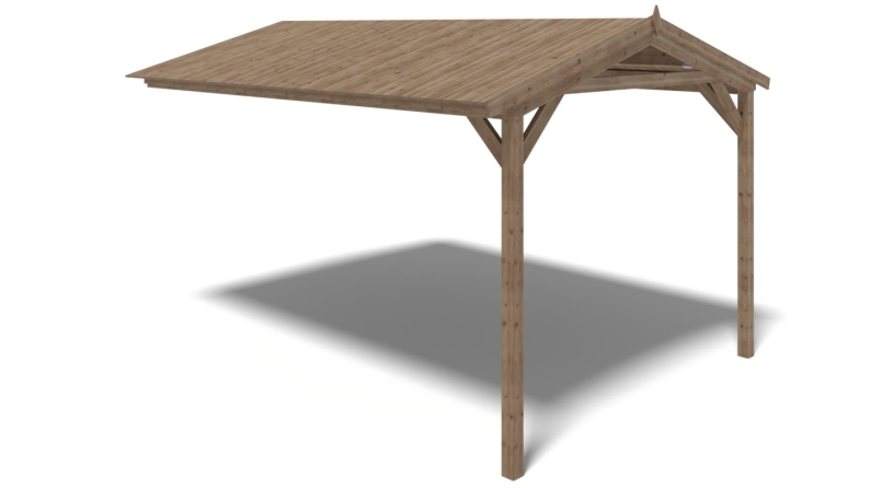 Tettoia di terazzo in legno - 4x2.76m - impregnata - colore marrone