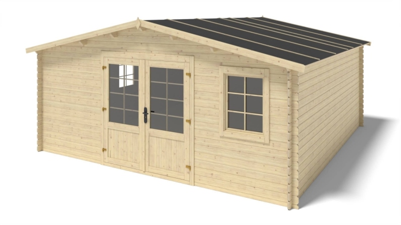 Casetta da giardino in legno - 25m2 - 5x5m - 28mm - colore: naturale