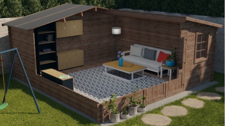 Casetta da giardino in legno - 25m2 - 5x5m - impregnata - 28mm - colore: marrone