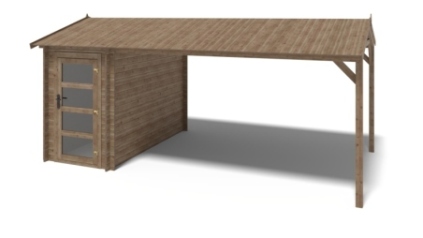 Casetta da giardino in legno – 1.5x3 m con estensione 1.5x2.76 m - 4.5 m²