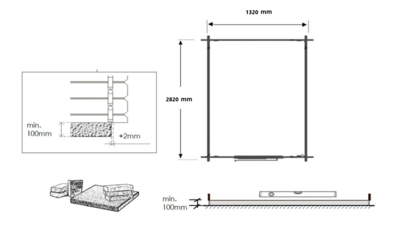 Casetta da giardino in legno – 1.5x3 m con estensione 1.5x2.76 m - 4.5 m²