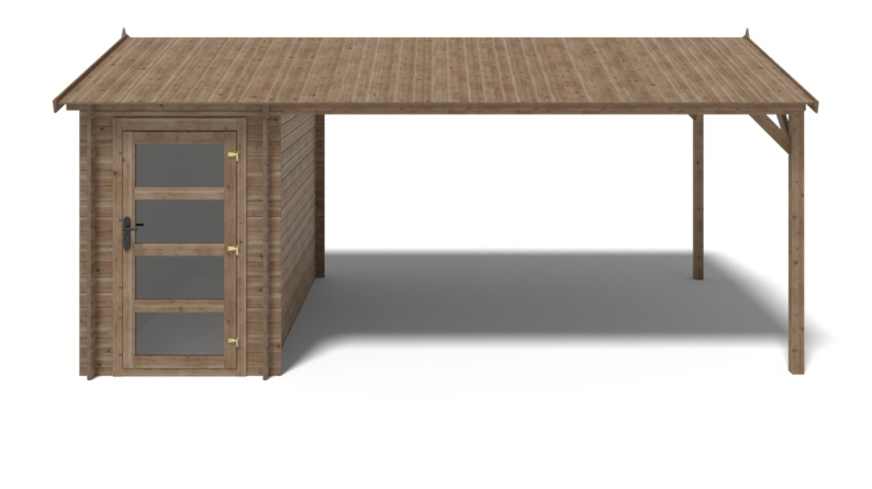 Casetta da giardino in legno – 1.5x3 m con estensione 1.5x2.76 m - 4.5 m²