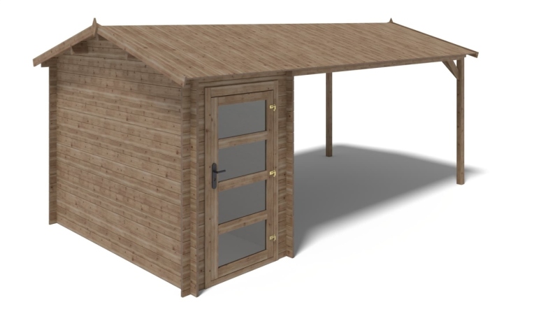 Casetta da giardino in legno – 1.5x3 m con estensione 1.5x2.76 m - 4.5 m²
