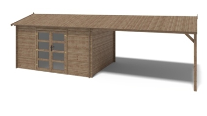 Casetta da giardino in legno – 4x3 m con estensione 4x2.76 m - 12 m²