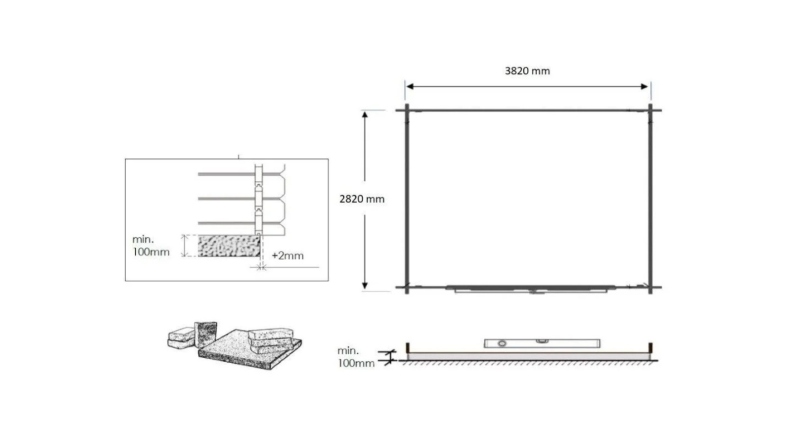 Casetta da giardino in legno – 4x3 m con estensione 4x2.76 m - 12 m²