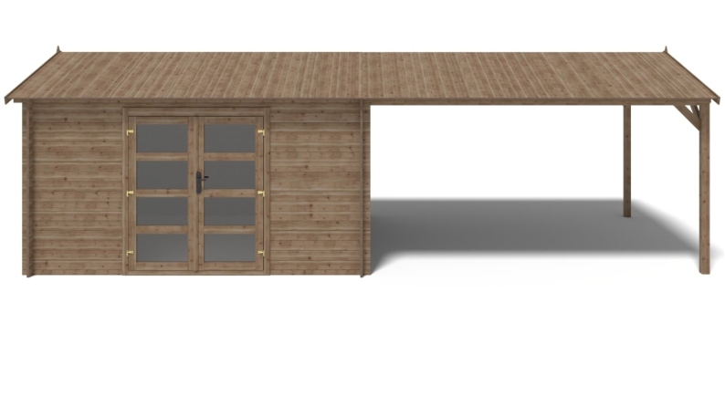 Casetta da giardino in legno – 4x3 m con estensione 4x2.76 m - 12 m²