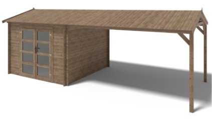 Casetta da giardino in legno – 3x3 m con estensione 3x2.76 m - 9 m²