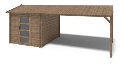 Casetta da giardino in legno – 2.5x3 m con estensione 2.5x2.76 m - 7.5 m²