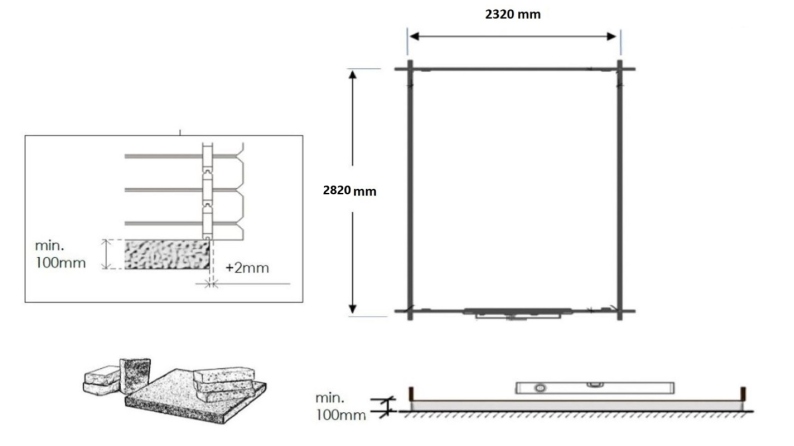 Casetta da giardino in legno – 2.5x3 m con estensione 2.5x2.76 m - 7.5 m²