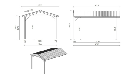 Casetta da giardino in legno – 2.5x3 m con estensione 2.5x2.76 m - 7.5 m²