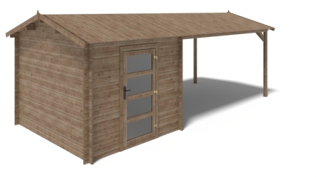 Casetta da giardino in legno – 2.5x3 m con estensione 2.5x2.76 m - 7.5 m²
