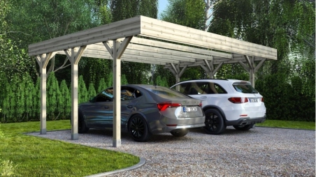 Tettoia posto auto coperto in legno 6,06x5,03 m - 30,48 m2