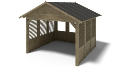Gazebo da giardino in legno pergola 4.04x4.04 m con pannelli - Impregnata