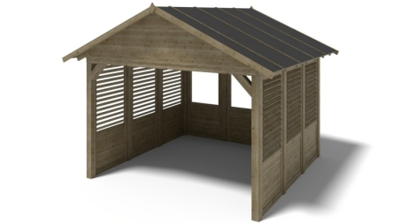 Gazebo da giardino in legno pergola 4.04x4.04 m con pannelli - Impregnata