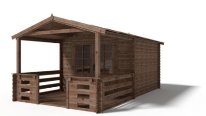 Casetta da giardino in legno con veranda e tettoia - 15.00m2 - 3.00x3.00m - impregnata - 28mm - colore: marrone