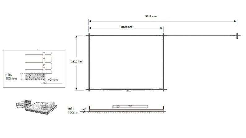 Casetta da giardino in legno - 17.4m2 - 5.79x3m - 28mm - colore: naturale