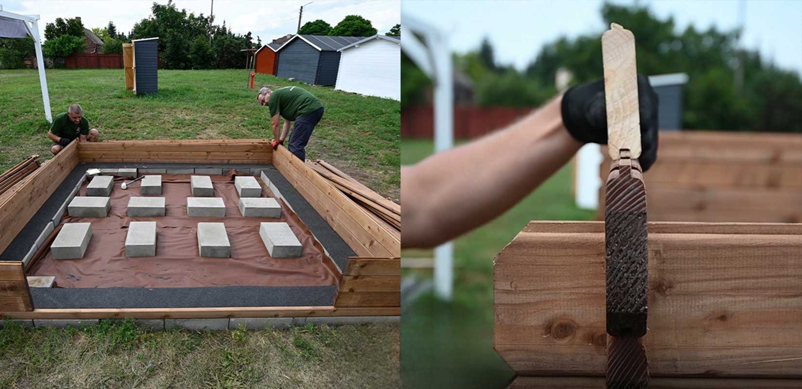 Preparazione per la costruzione di una casetta in legno 